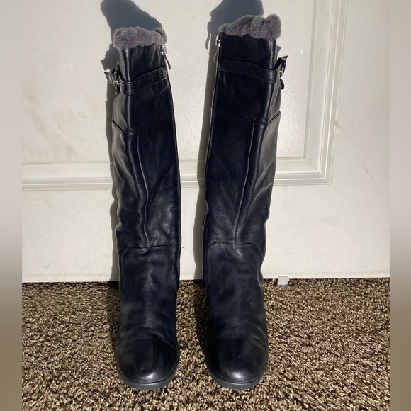 Women’s Basto Black Leather Winter Boots Size 8 - Picture 2 of 11